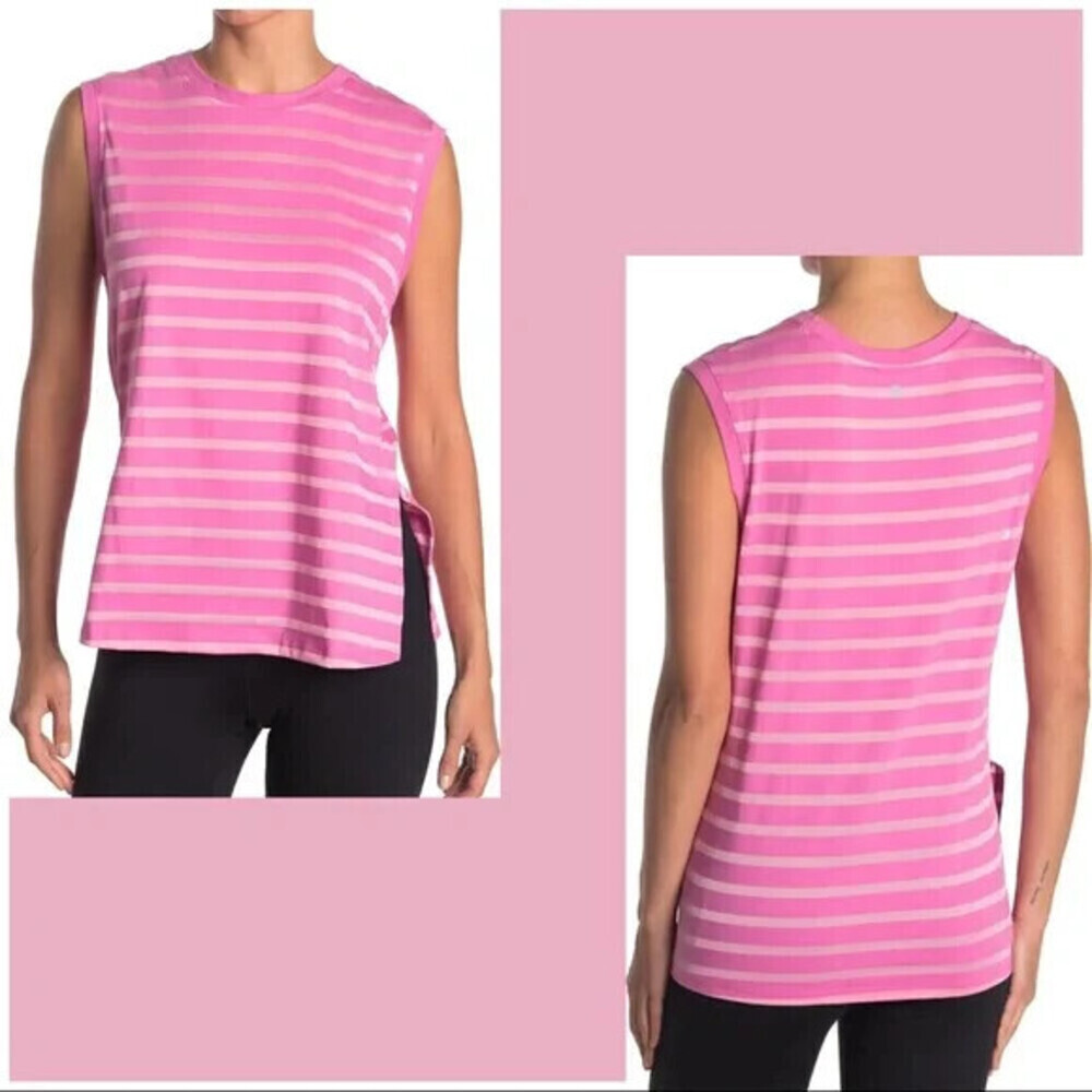 Z By Zella Shadow Striped Print Tank Sleeveless Top In Pink Surprise Size XS